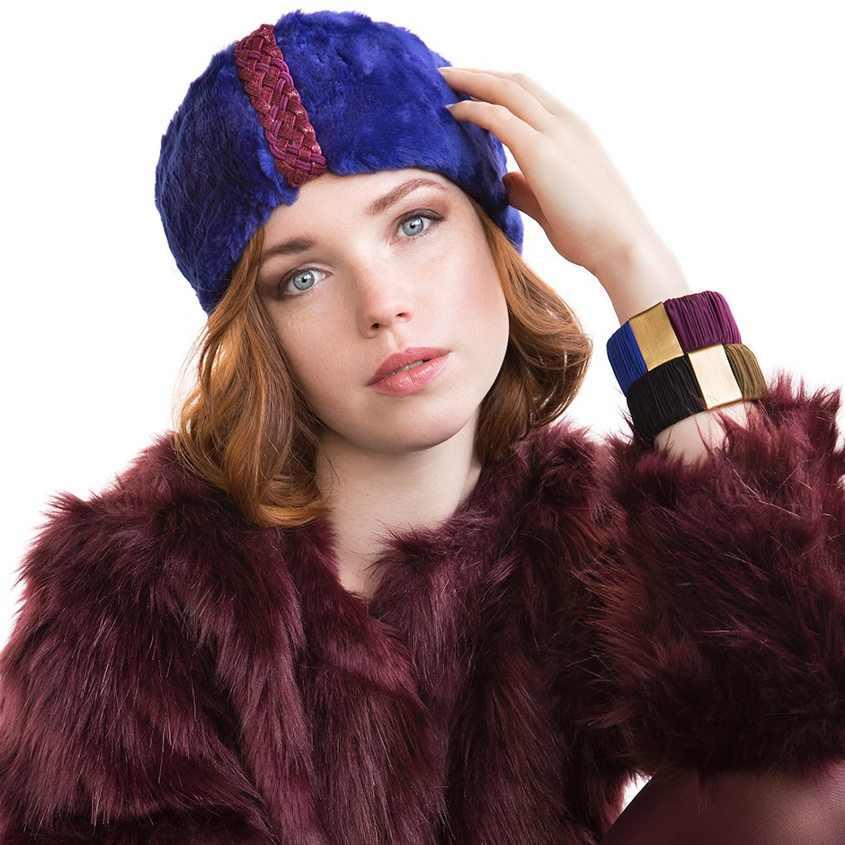 Electric blue ushanka headband